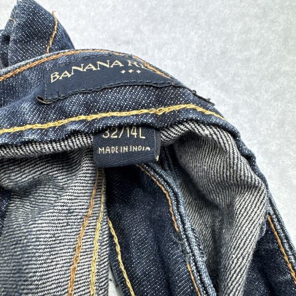 Banana Republic Jeans Womens 32L Blue Denim Flare Leg Flap Pockets Low Dark Wash - Picture 7 of 7